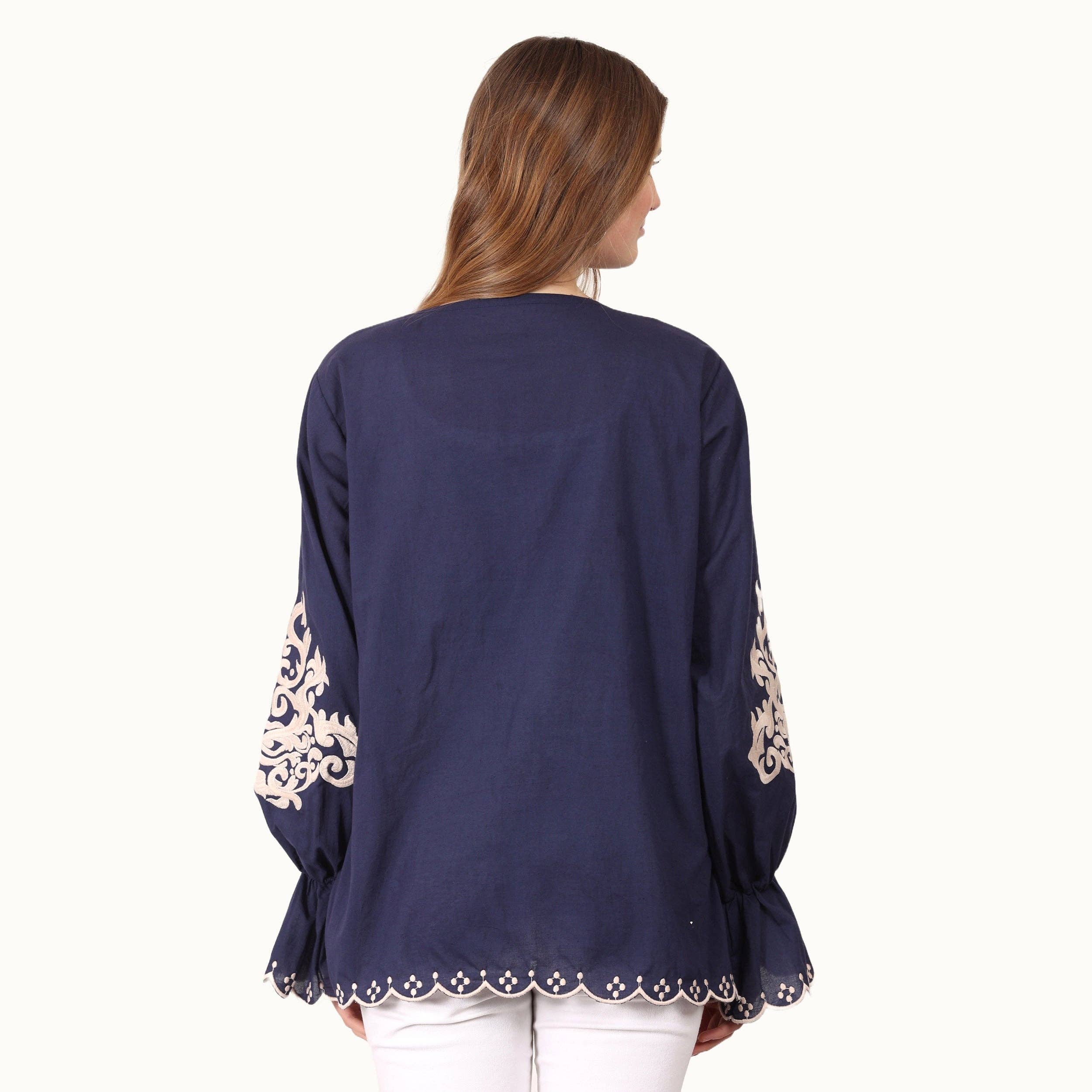 JEP Holland - Wholesale Blouse - Women's - Camilla Navy Top PRE ORDER SS263