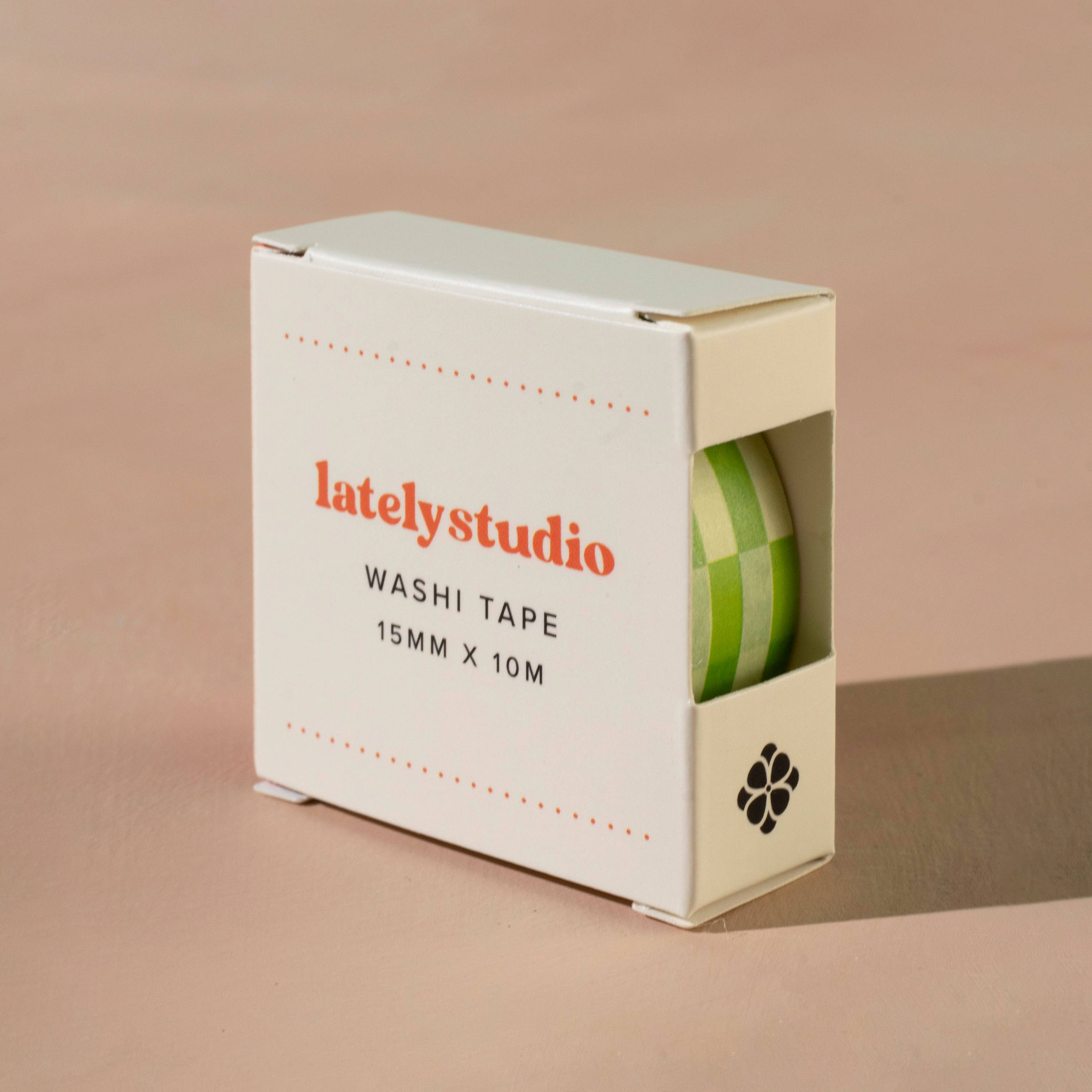 Lately Studio - Wholesale Washi Tape - Green Checkerboard Washi Tape | Stripe Paper Tape1