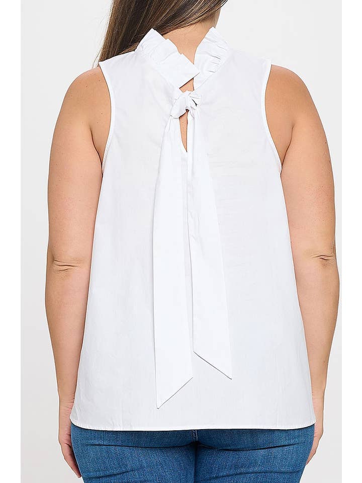 ROUSSEAU - Wholesale Blouse - Women's - PLUS SIZE SLEEVELESS RUFFLE NECK SOLID TOP14