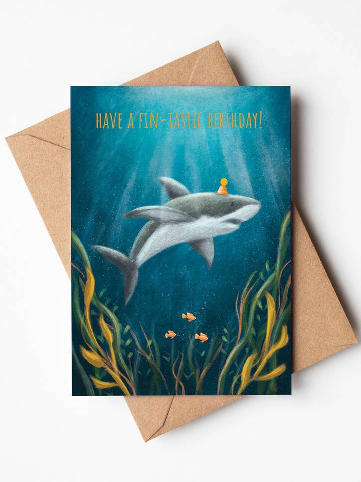 Have a Fin-tastic Birthday Greeting Card for wholesale by Jo Couch