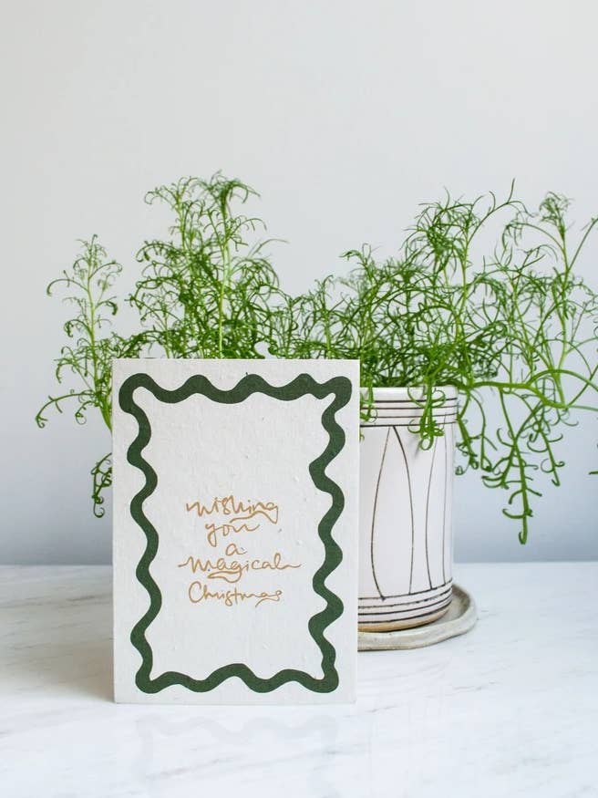 Plantable magische kerstwenskaart (tan) voor wholesale door Studio Y Creative