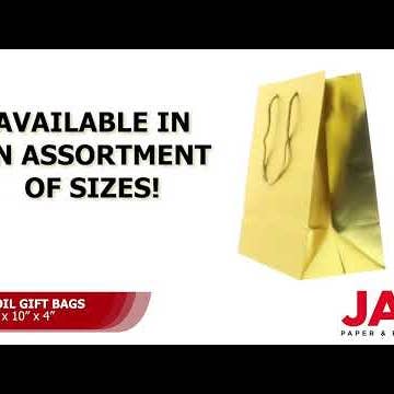 JAM PAPER - Wholesale Gift Bag - Foil Gift Bags w/ Rope Handle, Medium, 8x10x4, Gold, 1PK3