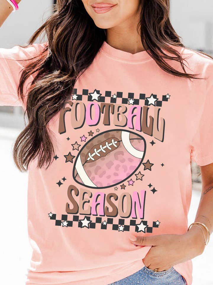 Pink FOOTBALL SEASON Graphic Game Day T Shirt for wholesale by Lovesoft