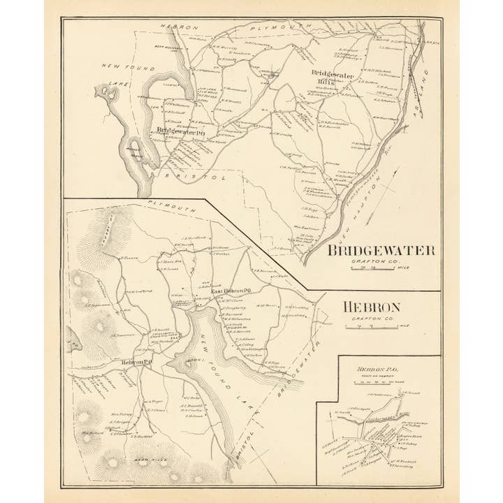 Ted's Vintage Art - Wholesale Map - Vintage Map of Bridgewater, New Hampshire 18924