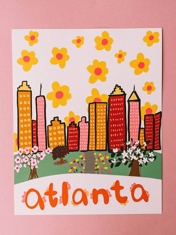 Atlanta Skyline + Flowers Print | 8x10 for wholesale by Bouquet of Joy