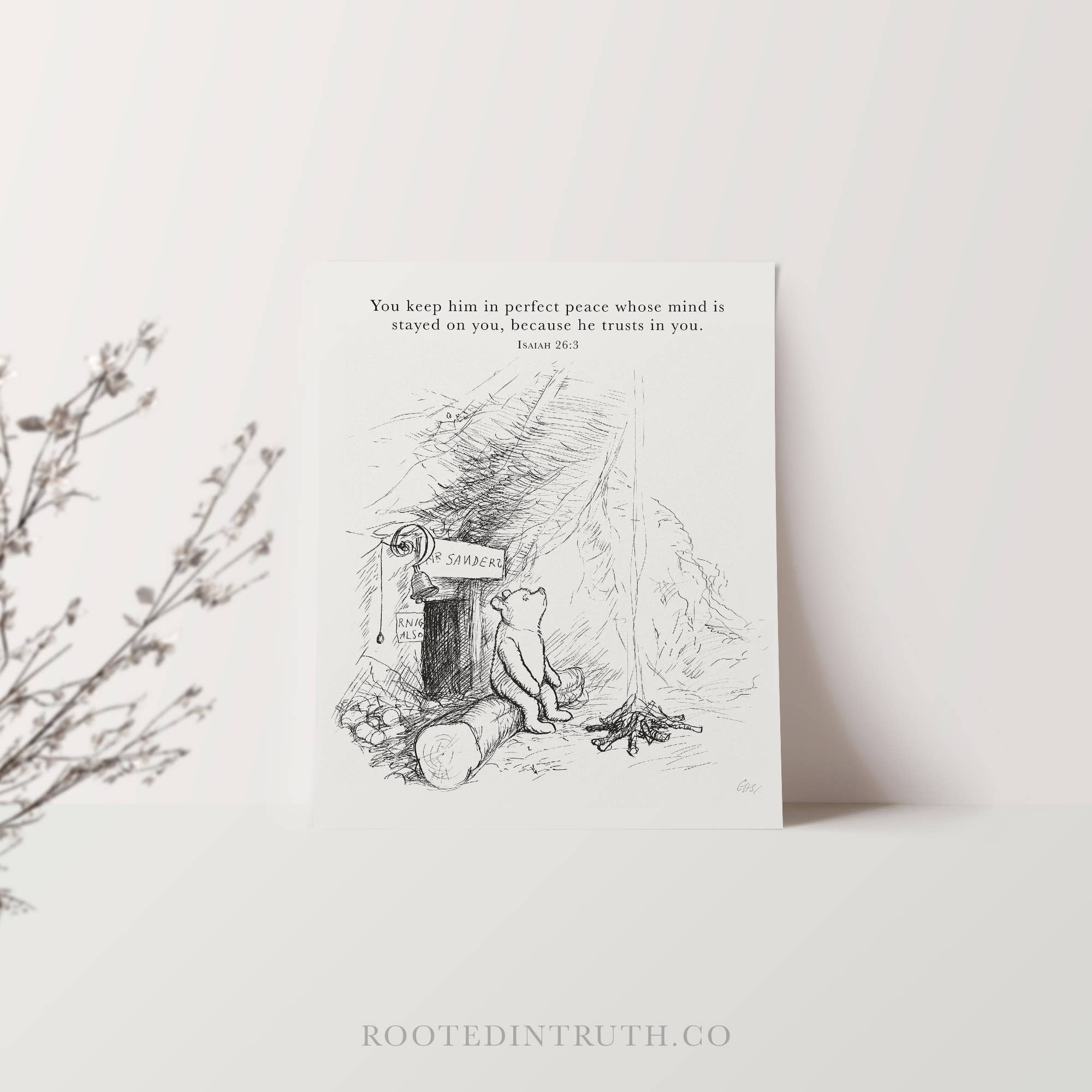 Rooted in Truth – Engroshandel Kunsttryk – Winnie the Pooh Christian Vintage Vægkunst Print, Lærred1