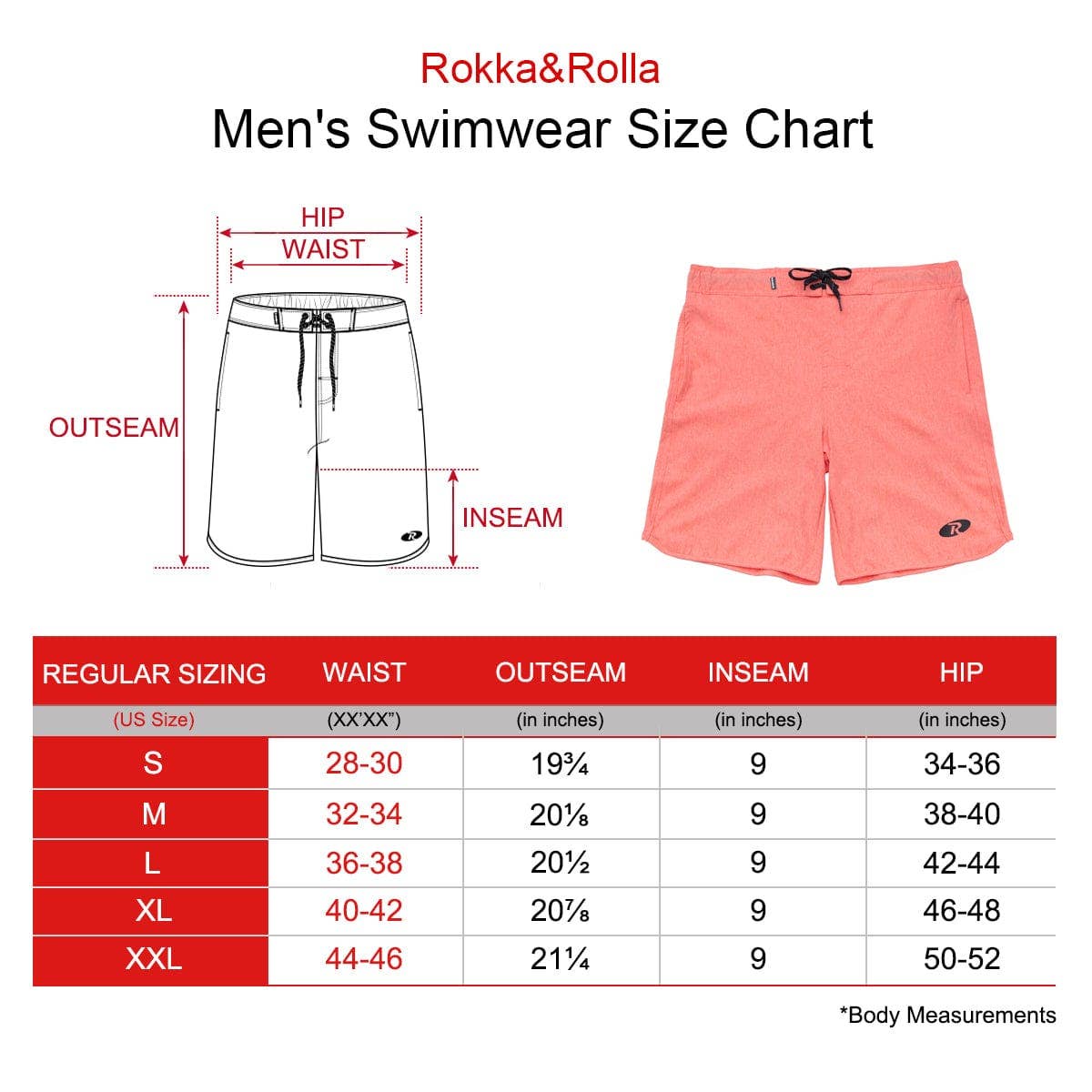 Rokka & Rolla - Wholesale Swim Shorts - Men's - Men's 9'' Quick Dry Mesh Lined Swim Trunks Stretch Shorts22