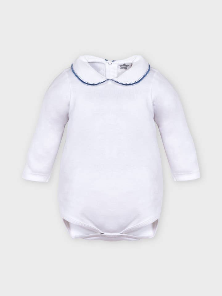 Bomulds bodysuit med peter pan krave for engroshandel hos Minhon