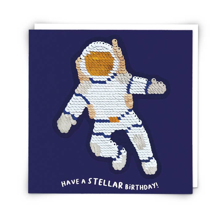 Cartão de Saudações do Astronauta com Remendo de Lantejoulas Reutilizável por atacado de Redback Cards UK