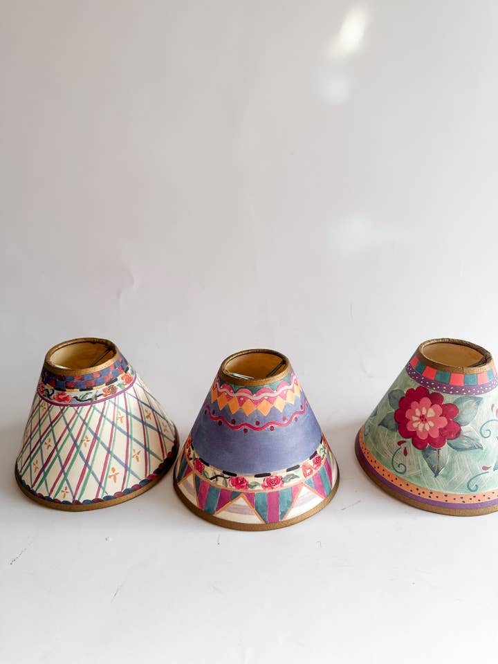Vintage Hand-Painted Mini Lamp Shades – Colorful Floral for wholesale by Heirloom & Honey