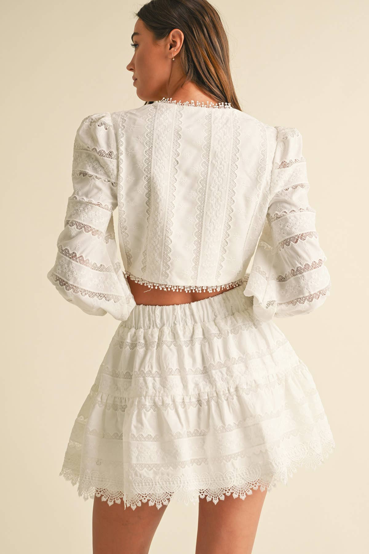 White Lace Cotton Crop Blouse Top for wholesale on Faire11