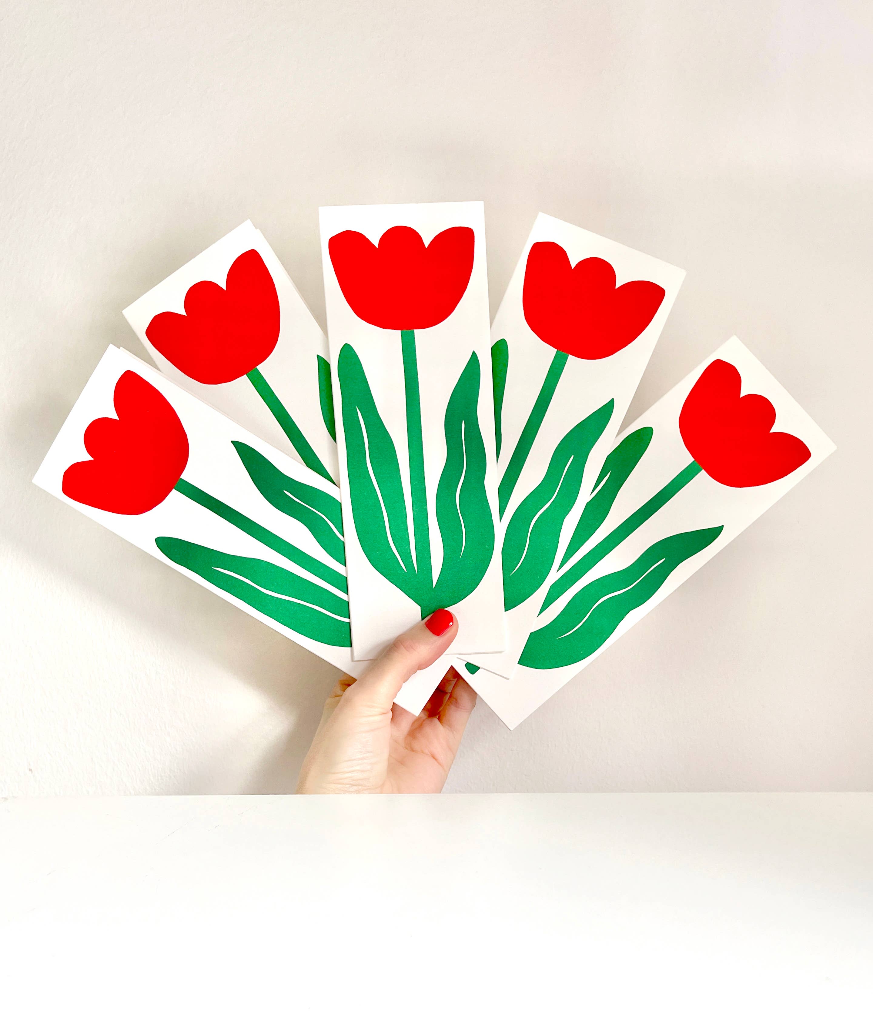 Yes! Paper Goods - Wholesale Everyday Greeting Card - New! Tulip Flower Long Greeting Card - Red or Green Envelope2