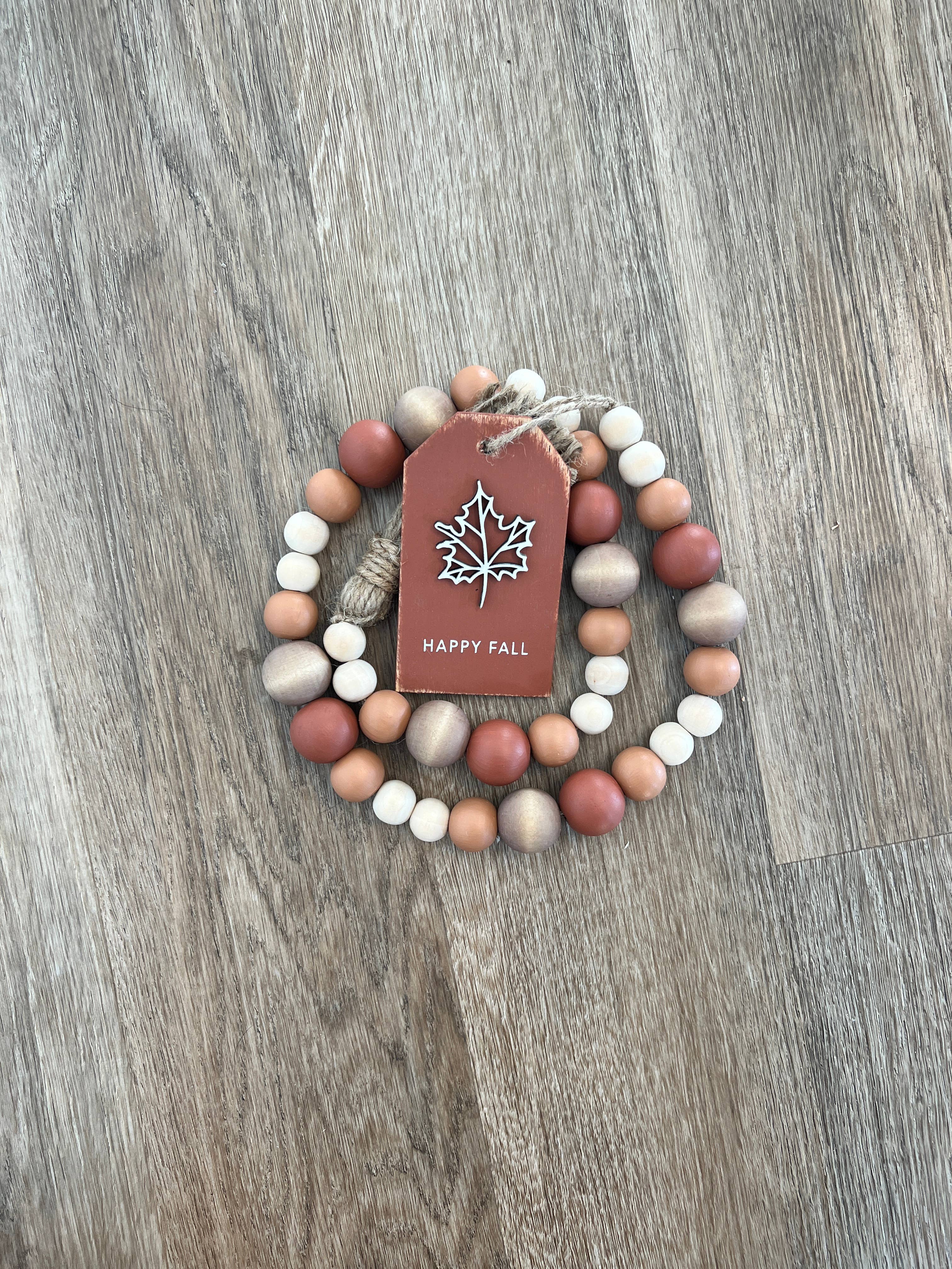 Uniquely You Creative - Wholesale Bunting/Garland - Wood Bead Garland - Happy Fall