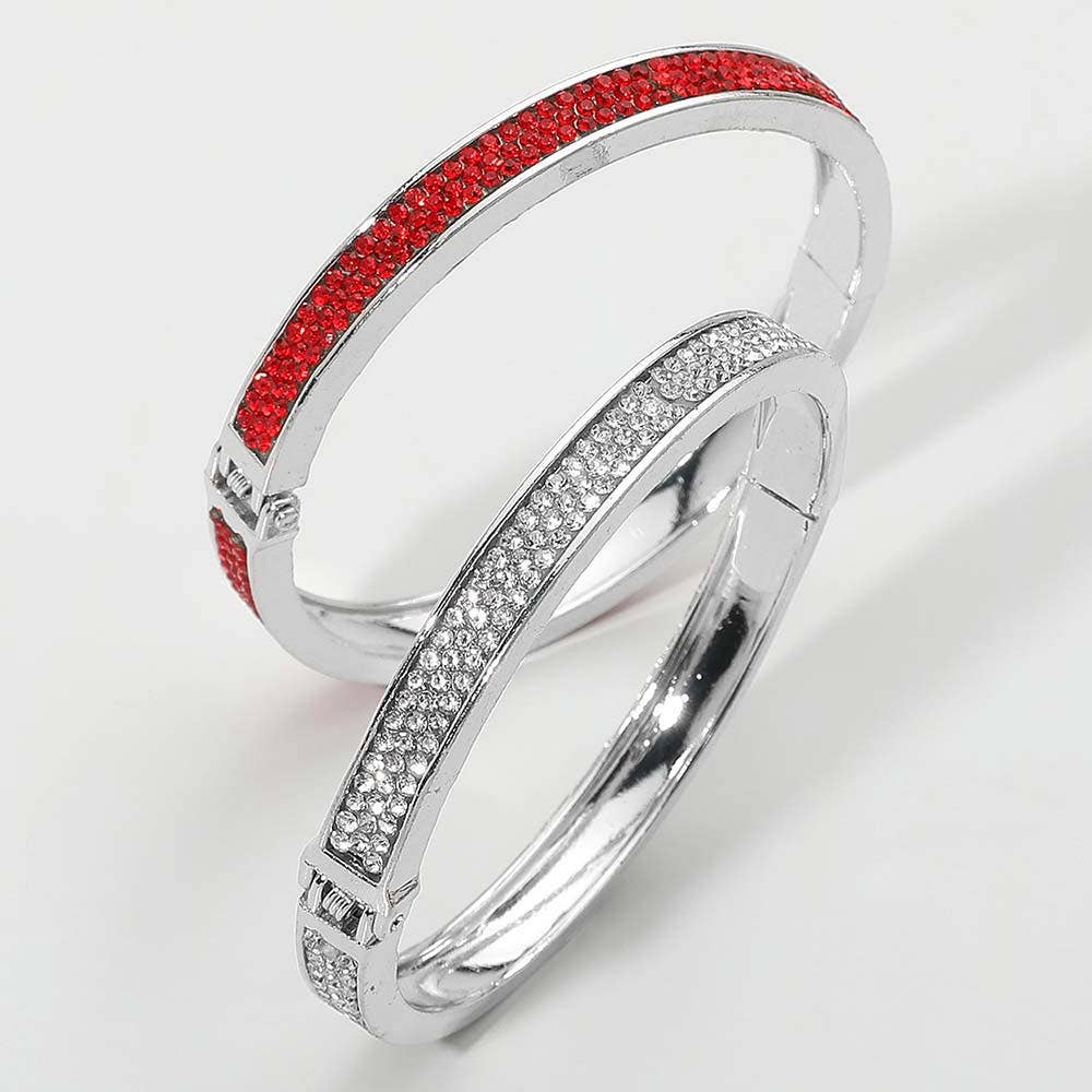 Sensibling Corp. - Vendita all'ingrosso Bracciale a polsino - 2PCS - Braccialetti rigidi con cerniera e strass3