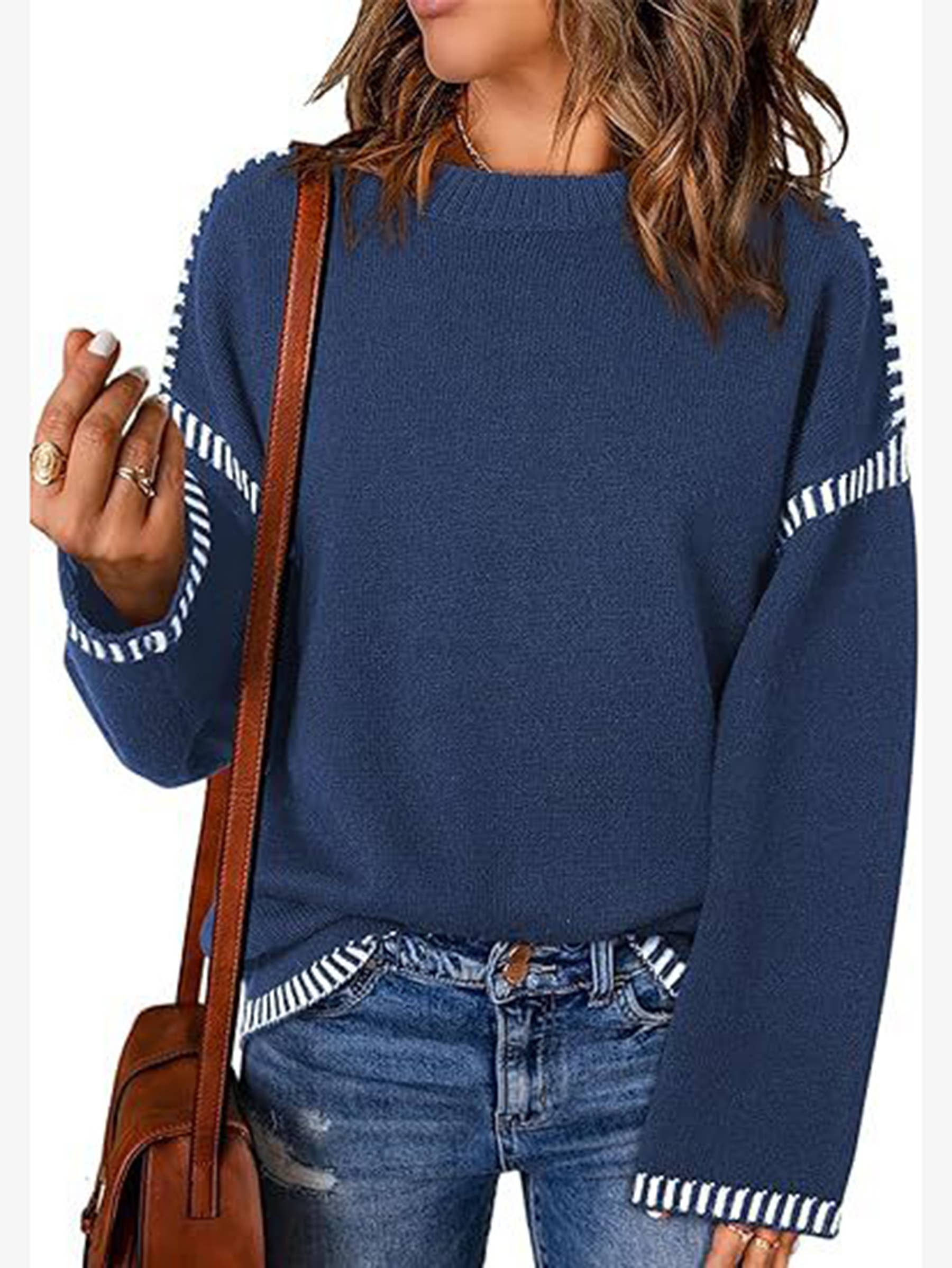 Wholesalesir - Wholesale Knit Sweater - Women's - Solid Color Sweater Thread Spliced Knit Top3