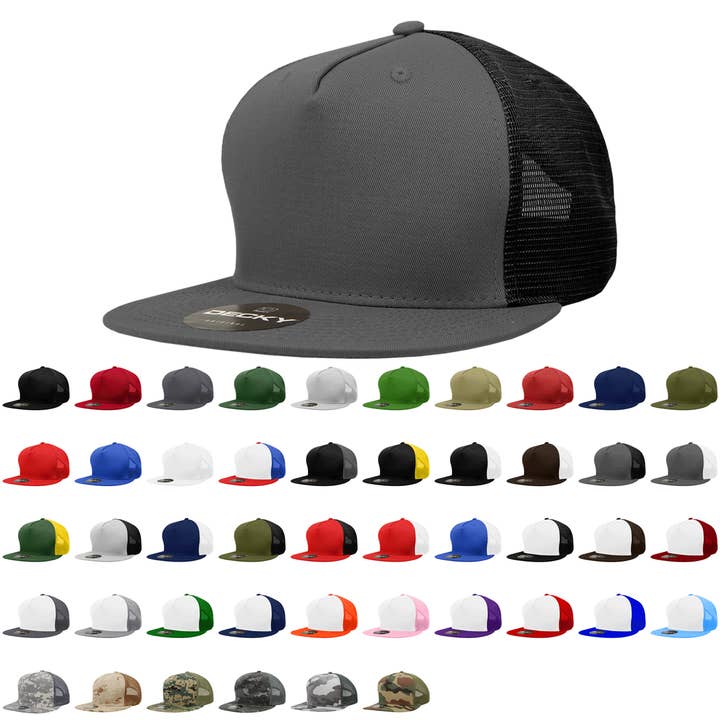 Decky 1040 uni — casquette trucker snapback 5 panneaux — tarification PALLET pour la vente par The Park Wholesale
