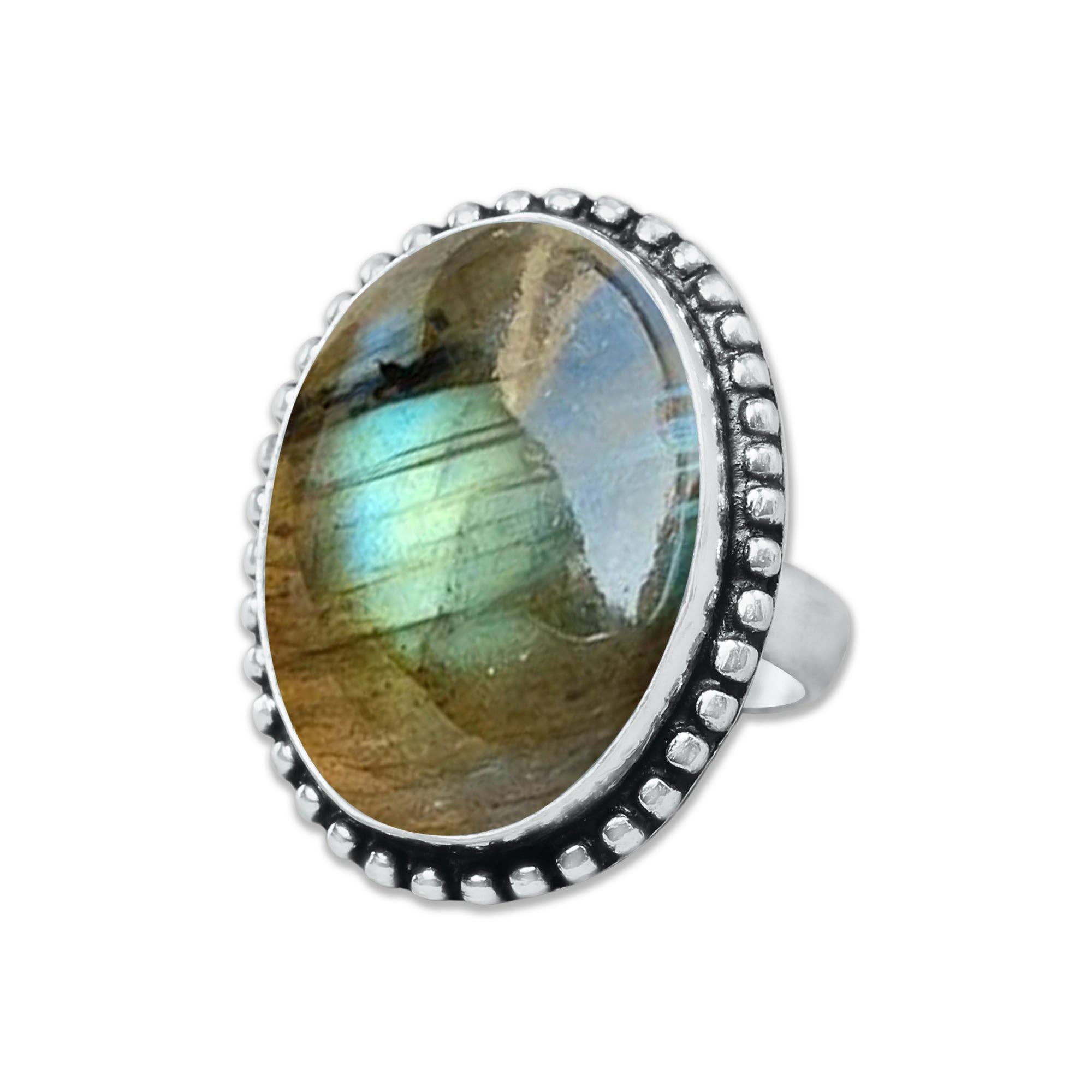 Handmade Jewels – Anel de cocktail/declaração por atacado – Anéis de Labradorite – Prateados, Feitos à Mão, Cintilantes Cinza-Azul (Tamanhos EUA 6–10, Não Ajustáveis)13