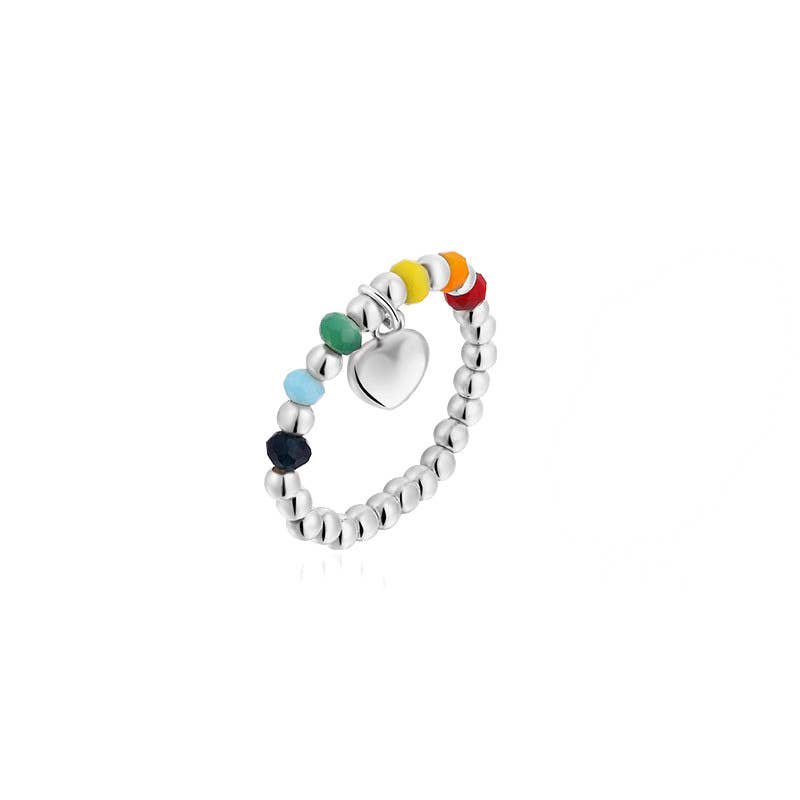 Gemscape UK - Wholesale Band/Stacked Ring - Colorful Heart Beaded Elastic Stacked Ring -Fashion & Trendy1