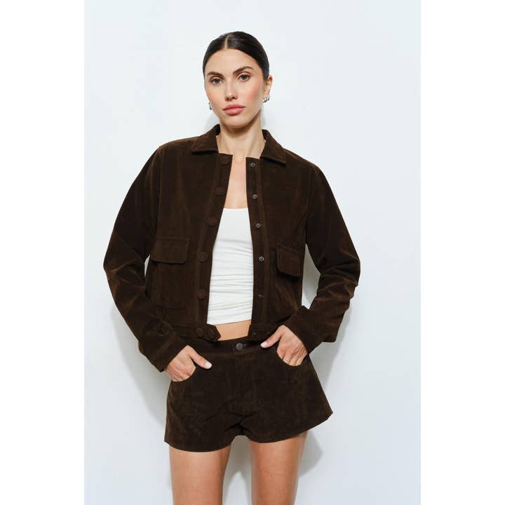 Greta Suede Button Jacket for wholesale by Loucia