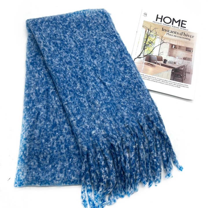 LINETA - Wholesale Scarf - Women's - HH-338 Speckled plain scarf with large fringe4