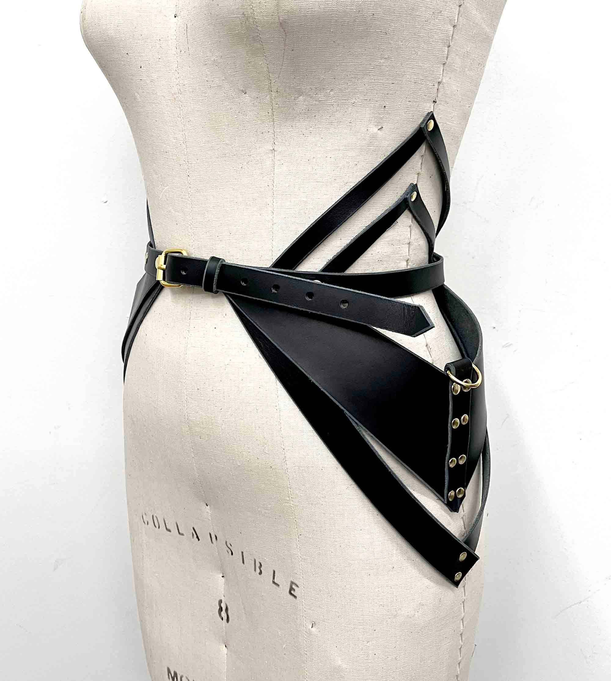 Love Lorn Lingerie - Wholesale Belt - Women's - Hecate Black Leather Peplum Belt