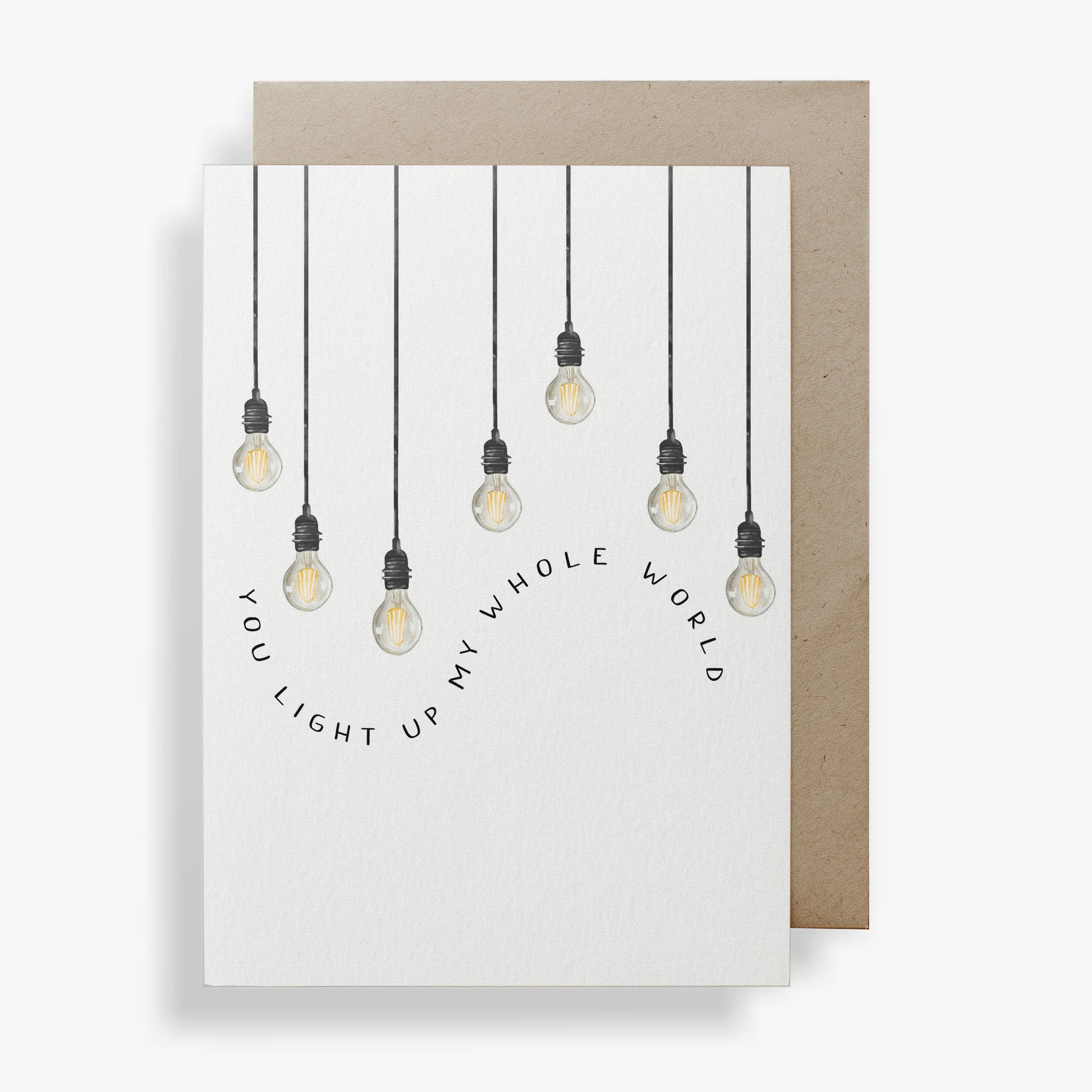 Highland Park Paper Co – Engroshandel Kærlighedskort – Du lyser op hele min verden | Love Card1