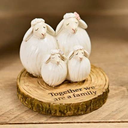 Fårfamilj på barkskiva hartsprydnad för wholesale av Langs