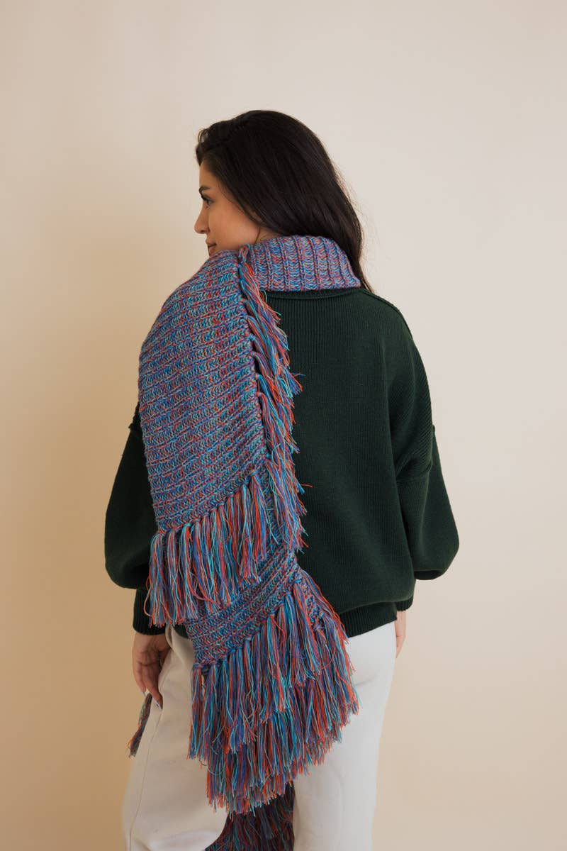 Leto Accessories - Vente Écharpe – femme - Écharpe d'hiver en tricot moelleux avec franges1