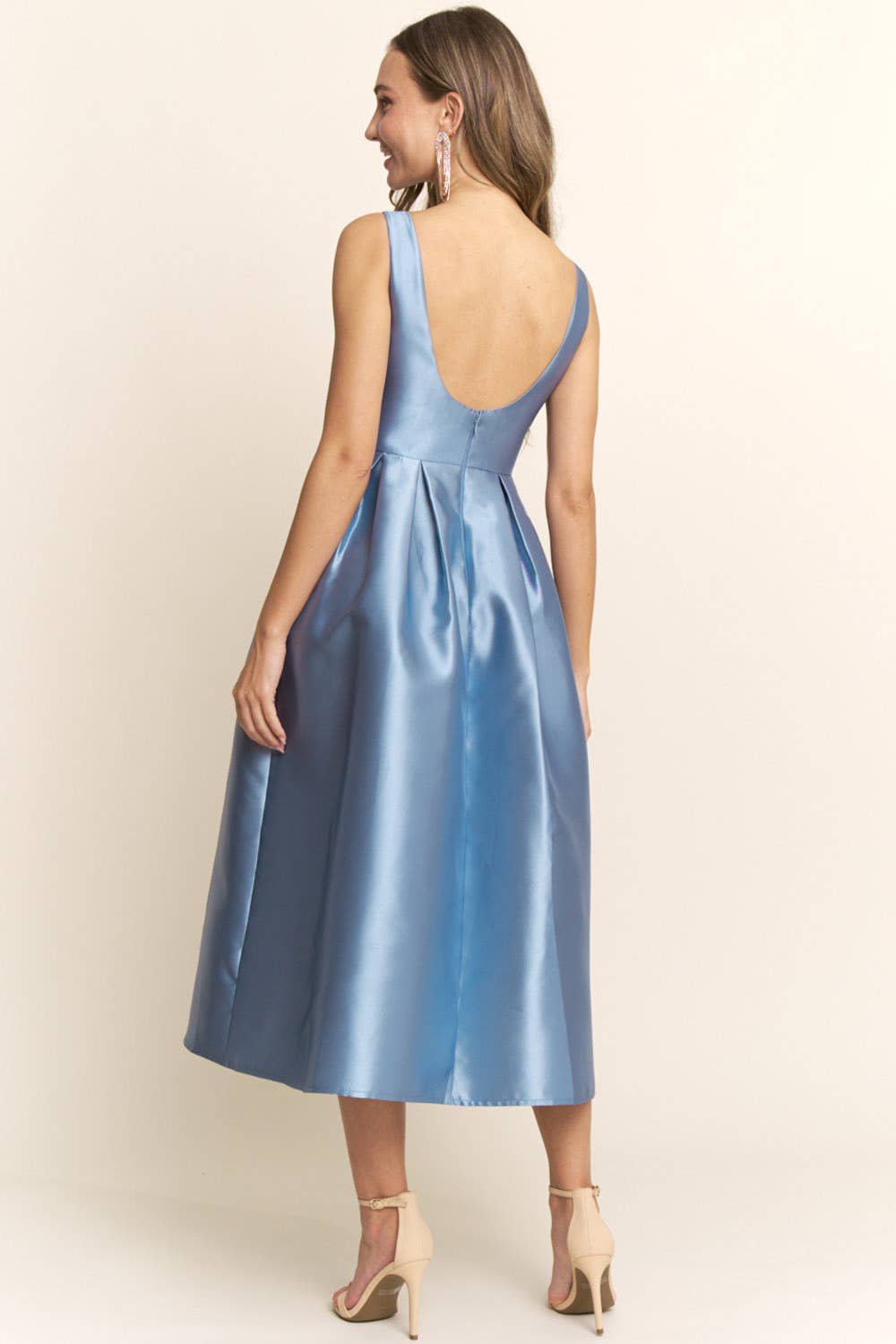 Maniju – Engroshandel Kjole - Dame – Taffeta midi-kjole med lommer2