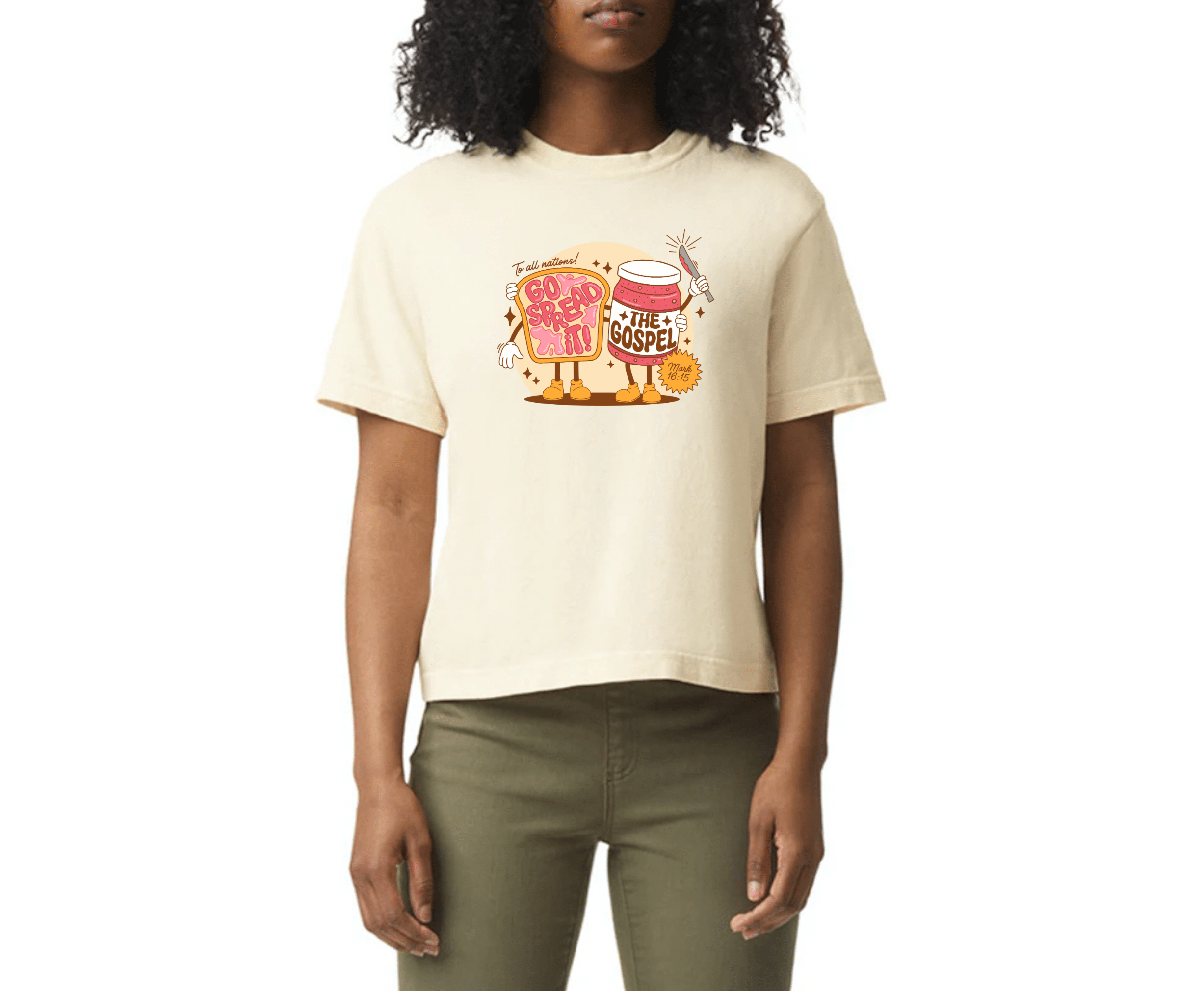 Elfenben Sprid evangeliet | Vuxen t-shirt Djärv Röd Sylt för wholesale på Faire0