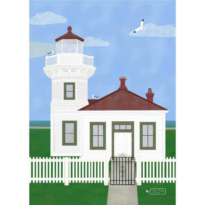 Impression d'art sonore Mukilteo Light, Possession pour la vente par Mary McRae Illustration