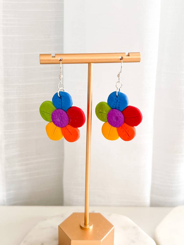 Rainbow Daisy dangles - hook for wholesale by Free to Be Designs by Bri