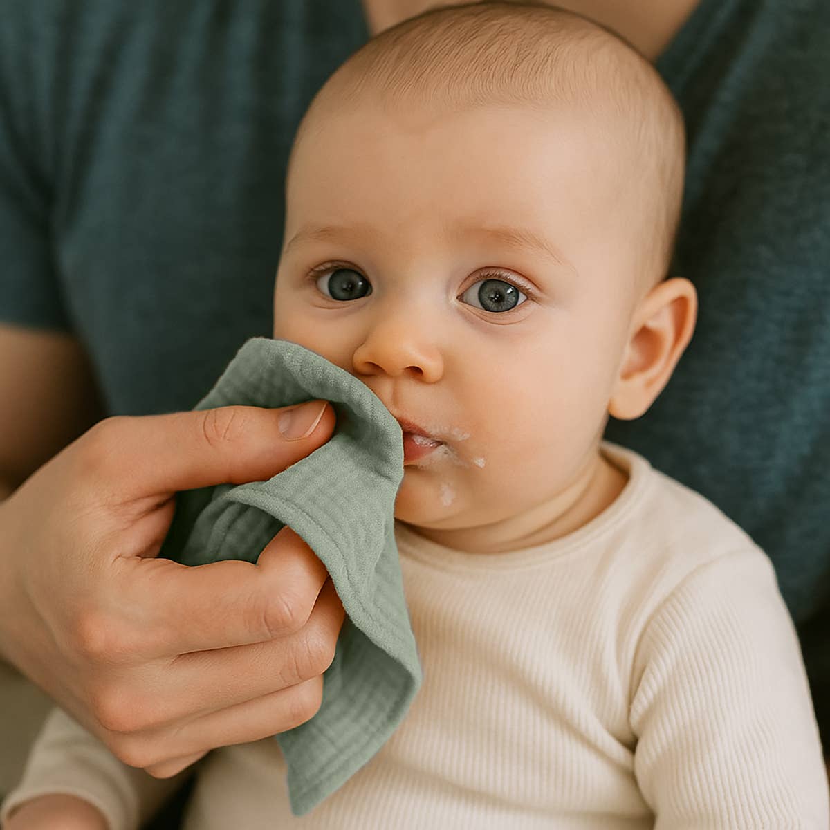 PAPATE – Großhandel Pucktuch – Baby – Bio-Baumwoll-Pucksäcke – Grün, 2er-Pack4