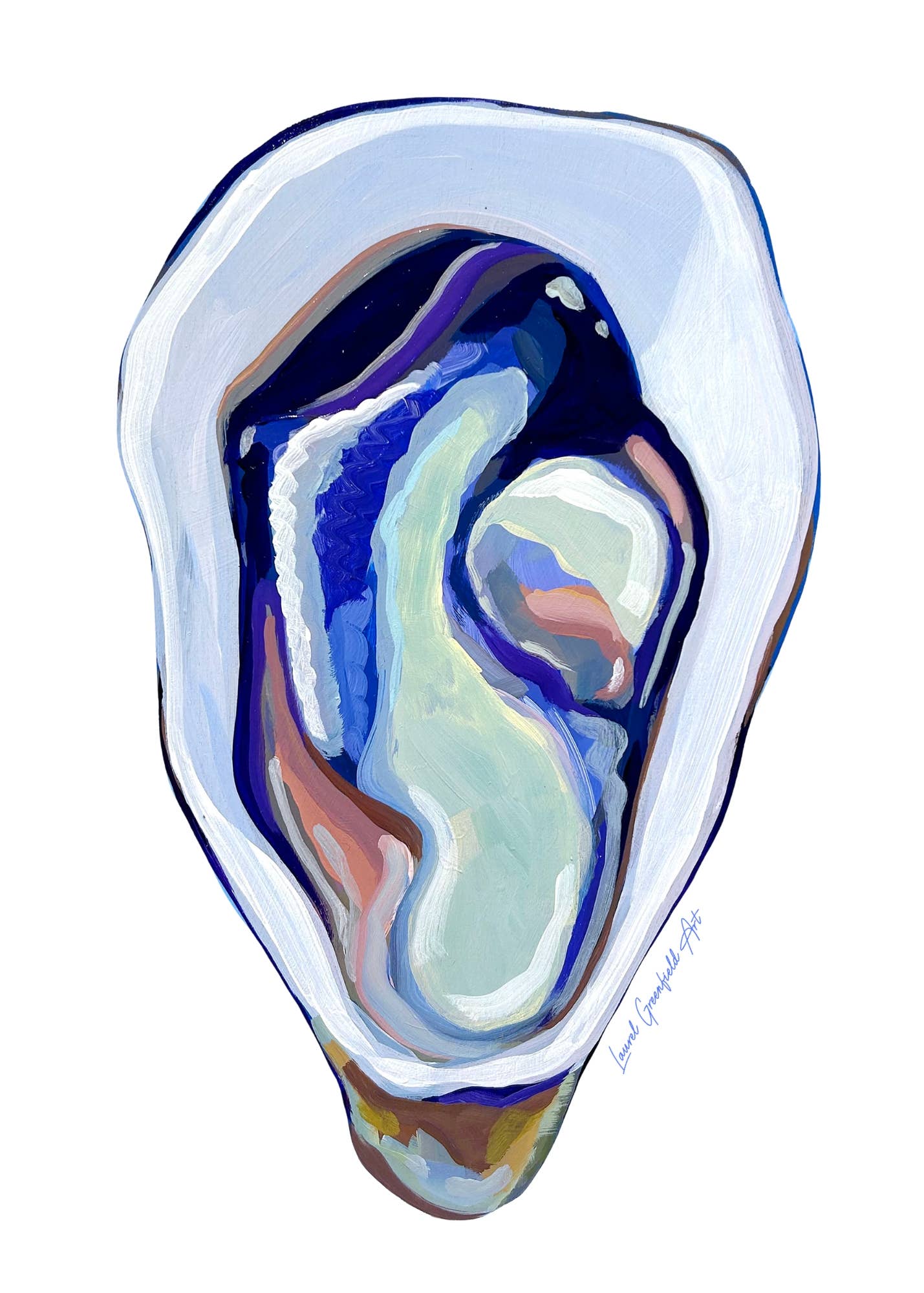 Laurel Greenfield Art - Wholesale Sticker - Single Oyster - Coastal New England Souvenir Stickers 1