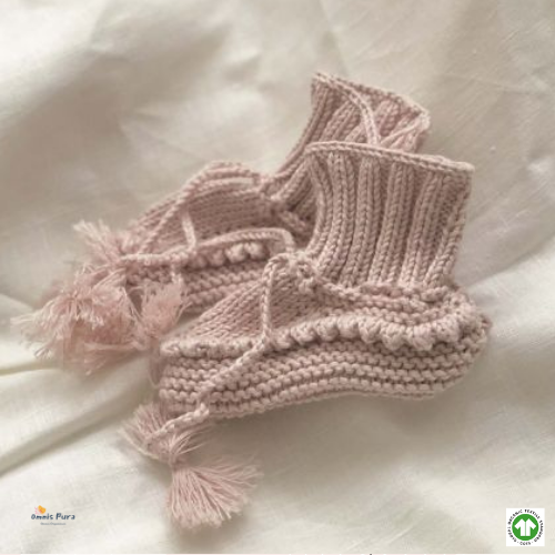 Omnis Pura – Engroshandel Støvletter - Baby – Økologisk bomuld håndstrikket 0-1Y Adel Baby Booties4