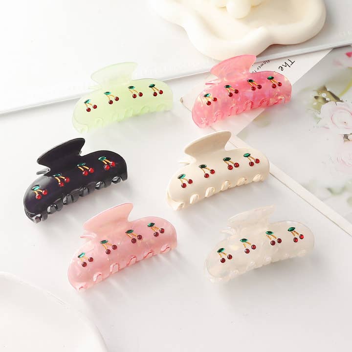 NINEXIS - Wholesale Hair Clip - Women's - CWAHA1399_LOVELY CHERRY HAIR CLAW CLIP