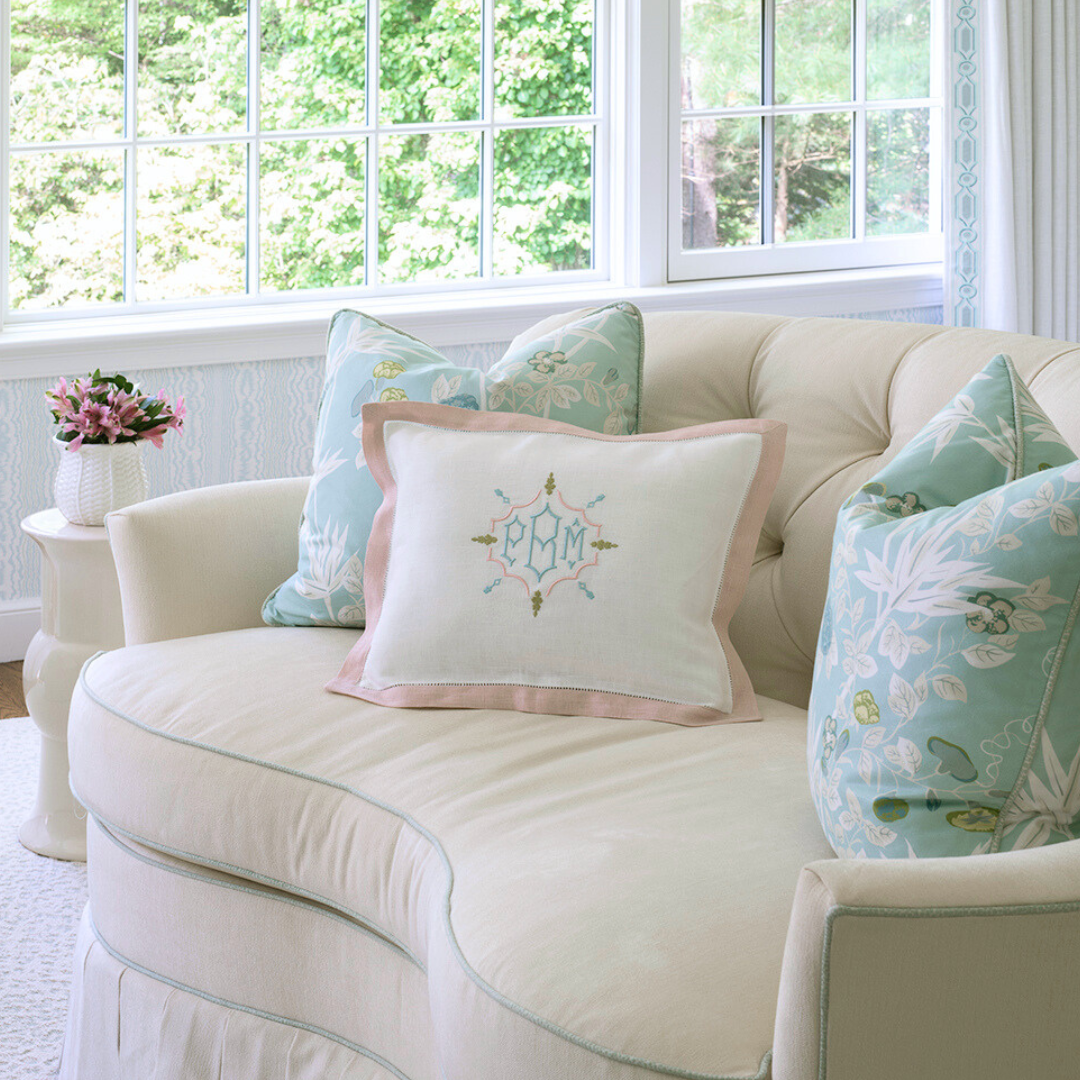 Garden Folly Fine Linens - Wholesale Bedding Pillowcase/Sham - TRIMMED AND TAILORED LINEN BOUDOIR PILLOW SHAM - PETAL PINK 1