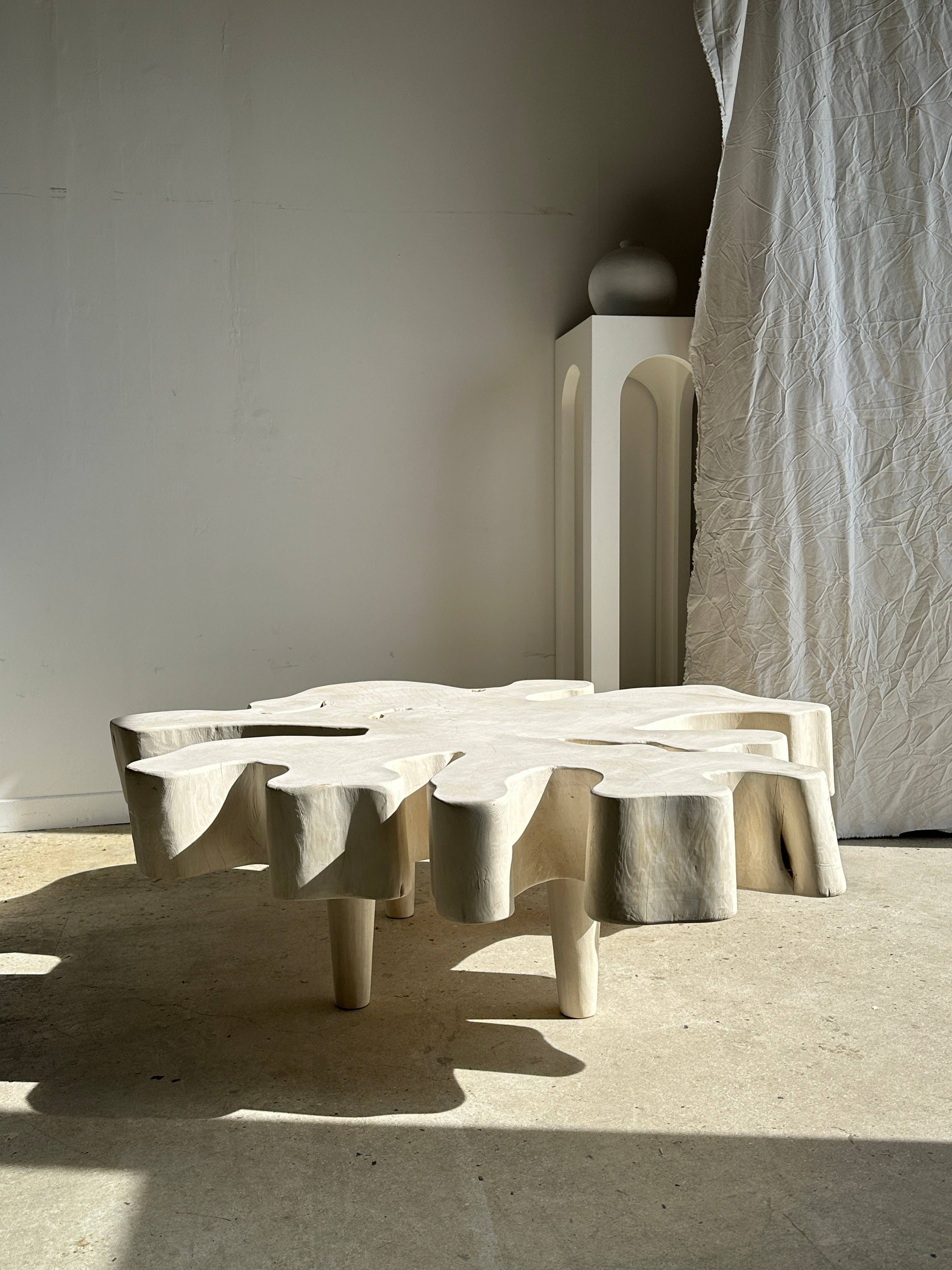 Office Objets - Wholesale Coffee Table - Very large coffee table in bleached mango wood with organic top D:140cm36