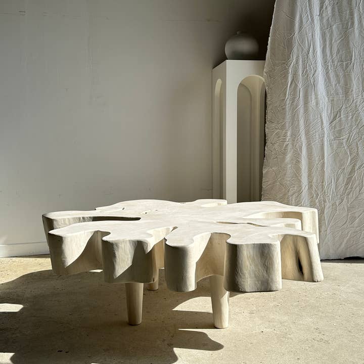 Office Objets - Wholesale Coffee Table - Very large coffee table in bleached mango wood with organic top D:140cm36