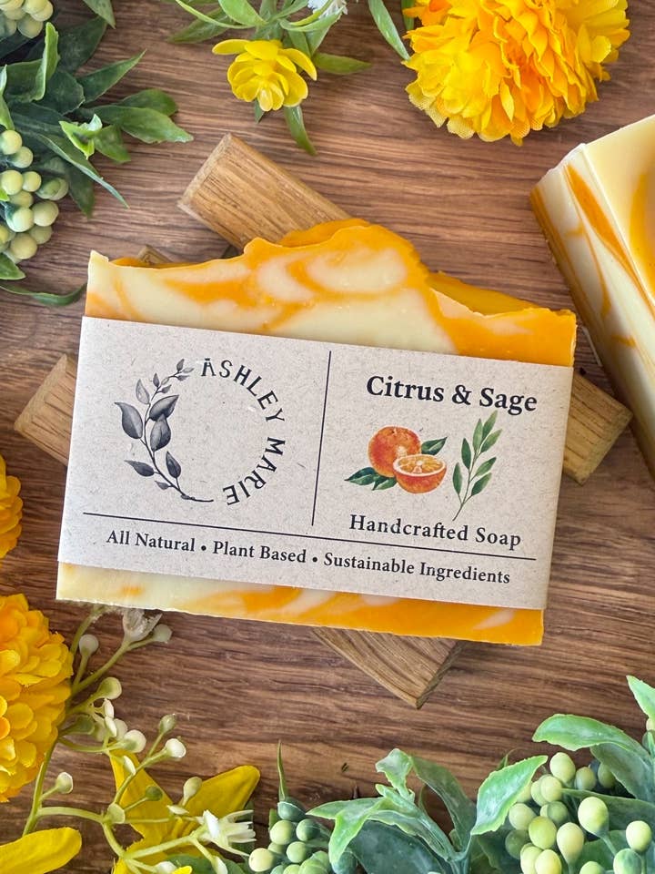 Citrus & Sage Bar Soap | Handmade Natural Soap for wholesale by Ashley Marie Soap