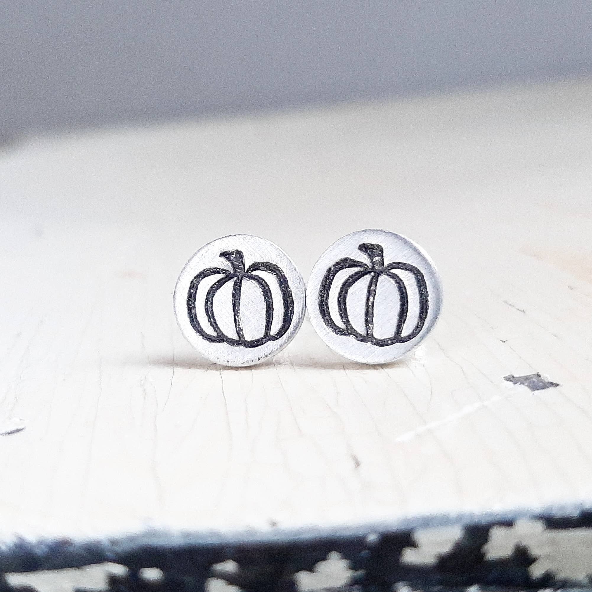Jenna Scifres Handmade Jewelry - Wholesale Stud/Post Earrings - Silver Pumpkin Stud Earrings 9mm - Hypoallergenic Posts3