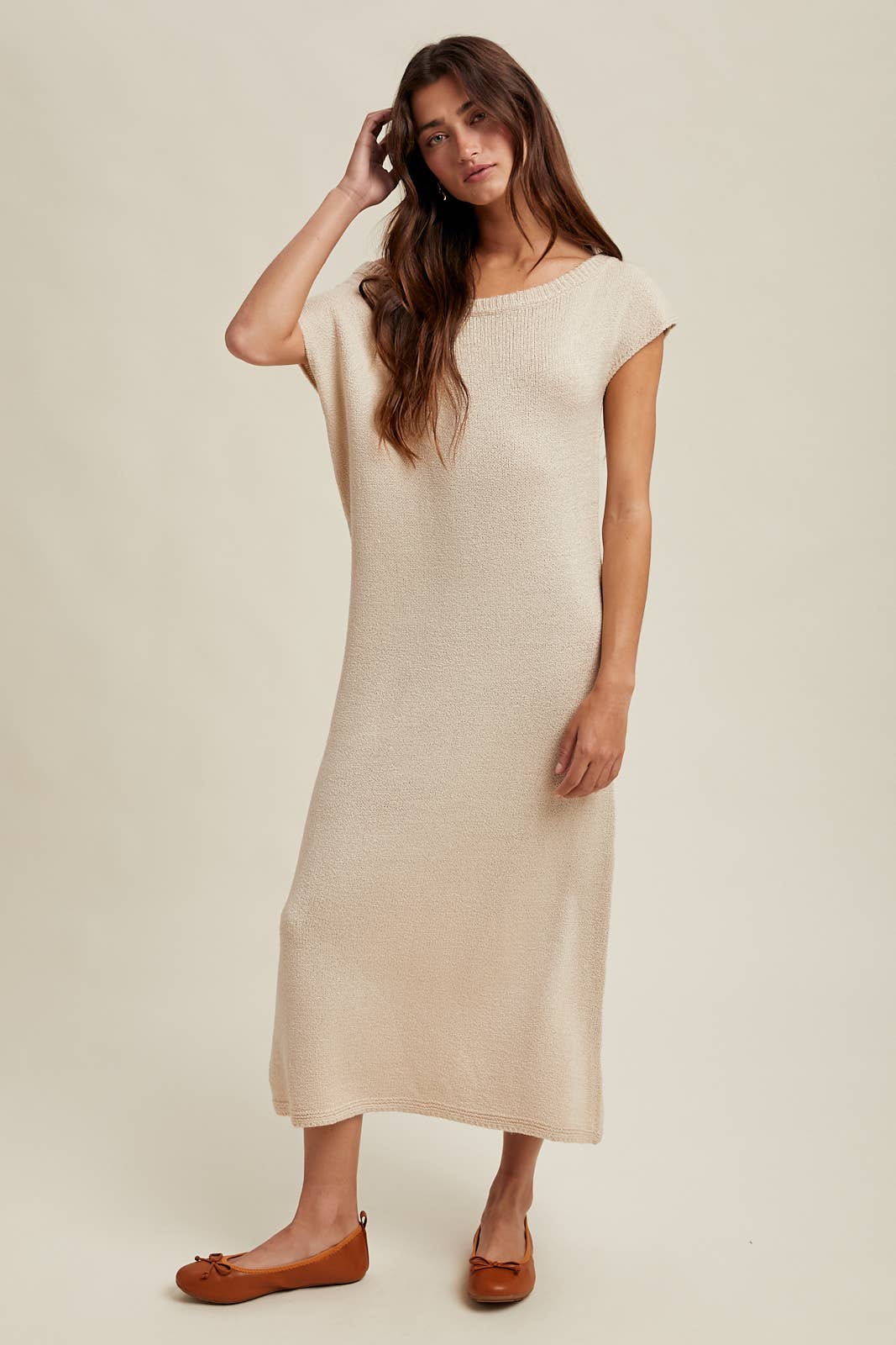 Wishlist Apparel - Wholesale Dress - Women's - SCOOP NECK KNIT SWEATER MIDI DRESS / WL25-1153511