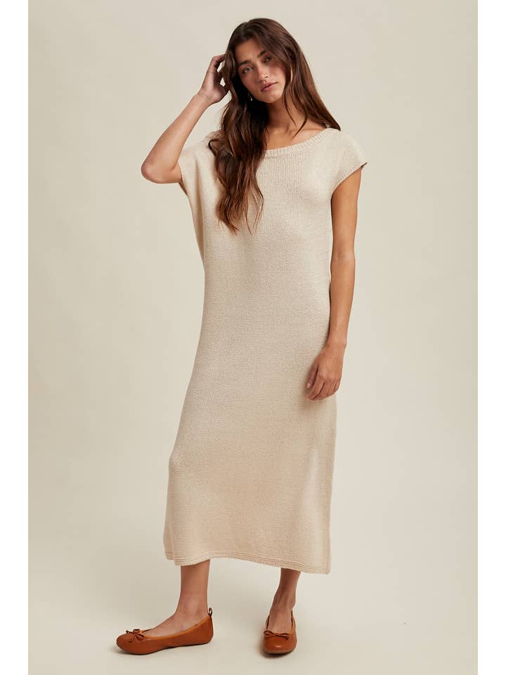 Wishlist Apparel - Wholesale Dress - Women's - SCOOP NECK KNIT SWEATER MIDI DRESS / WL25-1153511