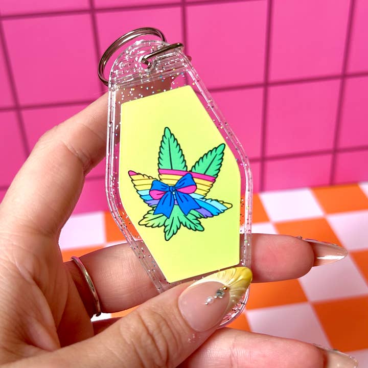 420 Mary Jane Motel Pride Keychain Acrylic Keychain for wholesale by Stickers+ X Ashley Bexar
