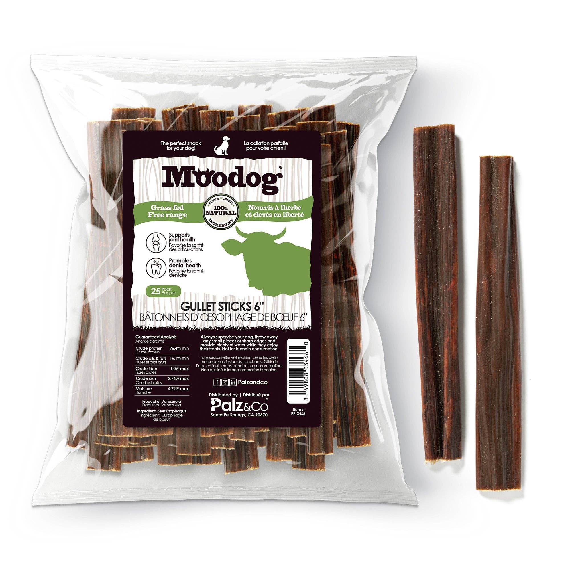Palz&Co - Wholesale Pet Treats - Dog - Moodog Beef Gullet Sticks 6"-12" - Pack of 250