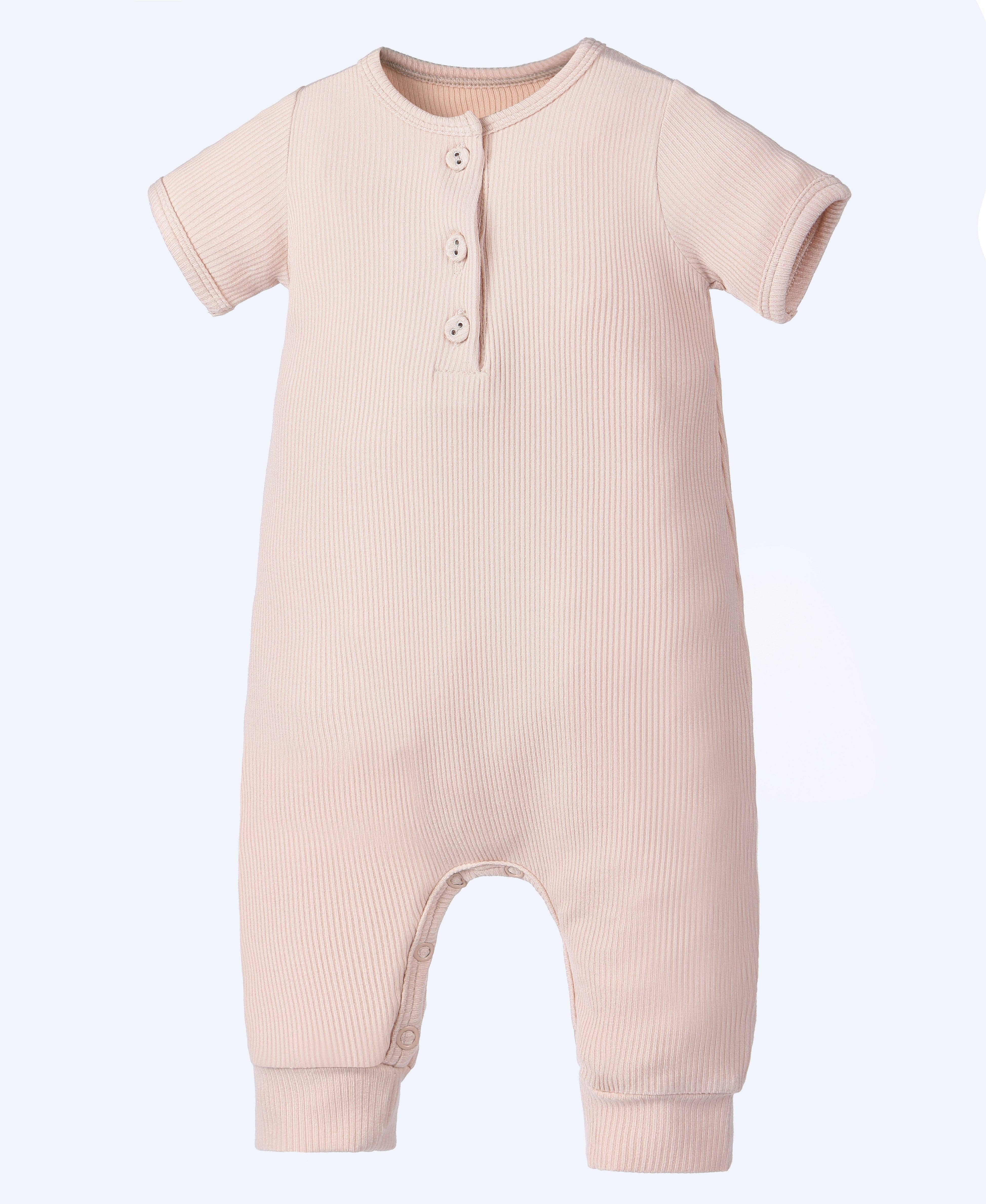 Earth Baby Outfitters - Wholesale Jumpsuit - Baby - Bamboo Ribbed Short Sleeve Henley Romper