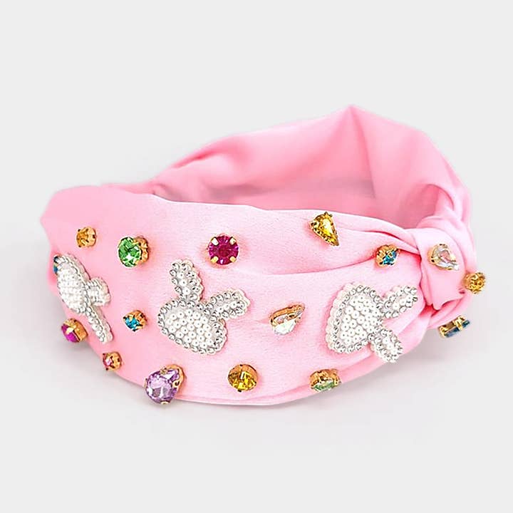 Sensibling Corp. - Wholesale Fashion Headband - Women's - Colorful Stone Cluster Stone Paved Easter Bunny Headband1