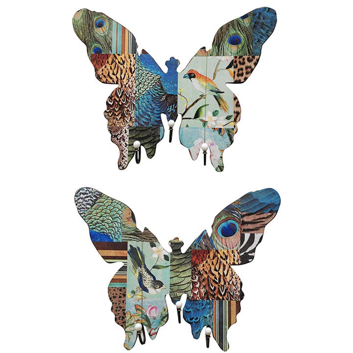 Conjunto de 2 Decorações de Parede Borboleta 28x3,3x22" c/ 3 Ganchos - Multicolor por atacado de A&B Home Group Inc.
