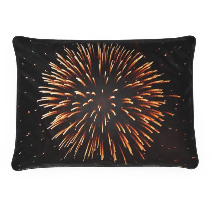 Luxurious Velvet Golden Fireworks Pillow Cushion - Fireworks for wholesale by MizDragonfly