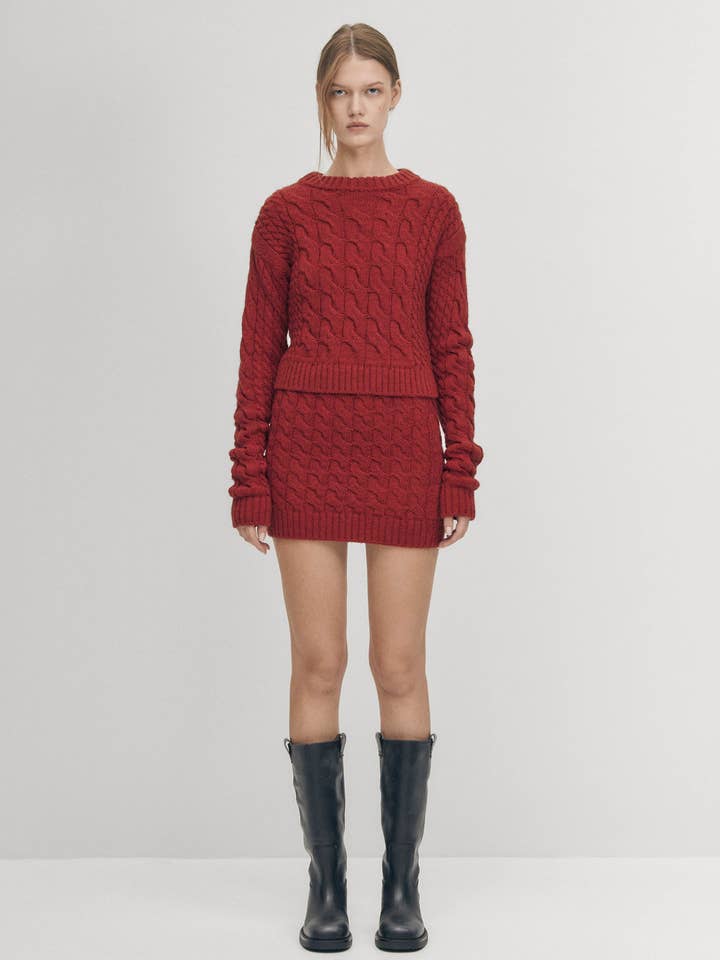 Bloesemrode trui met tricot voor wholesale door ALOHAS